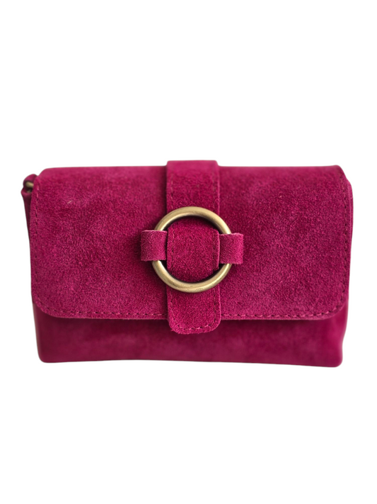 Rosa Wildleder-Umhängetasche