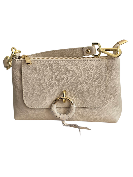 Beige Umhängetasche aus Leder