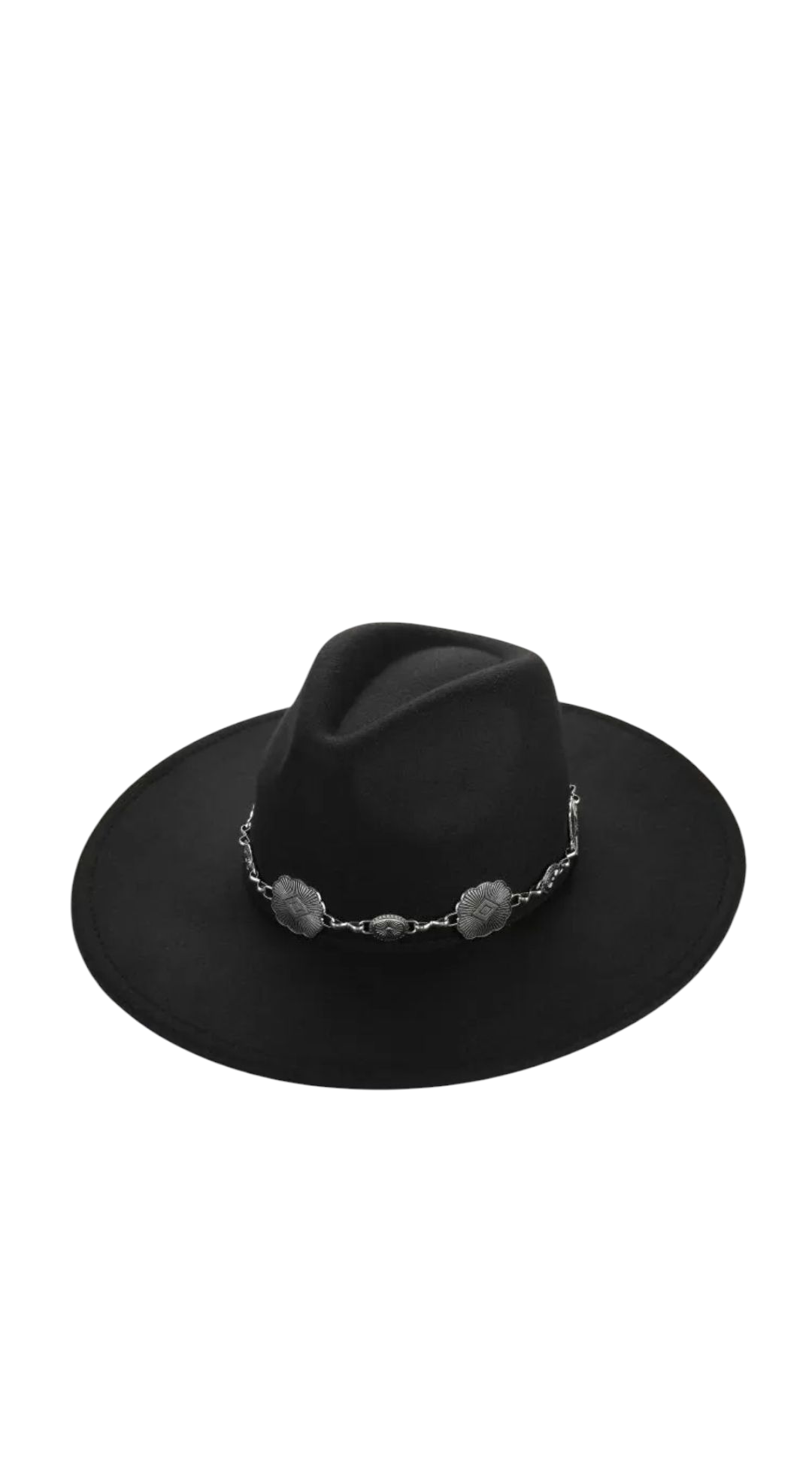 Schwarzer Hut mit silbernem Band