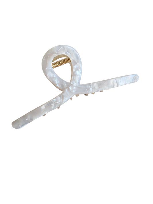 Haarspange Perlmutt weiß