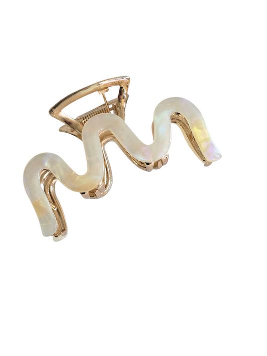 Haarspange Perlmutt Welle