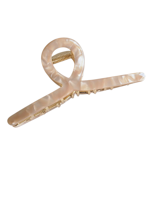 Haarspange Perle beige