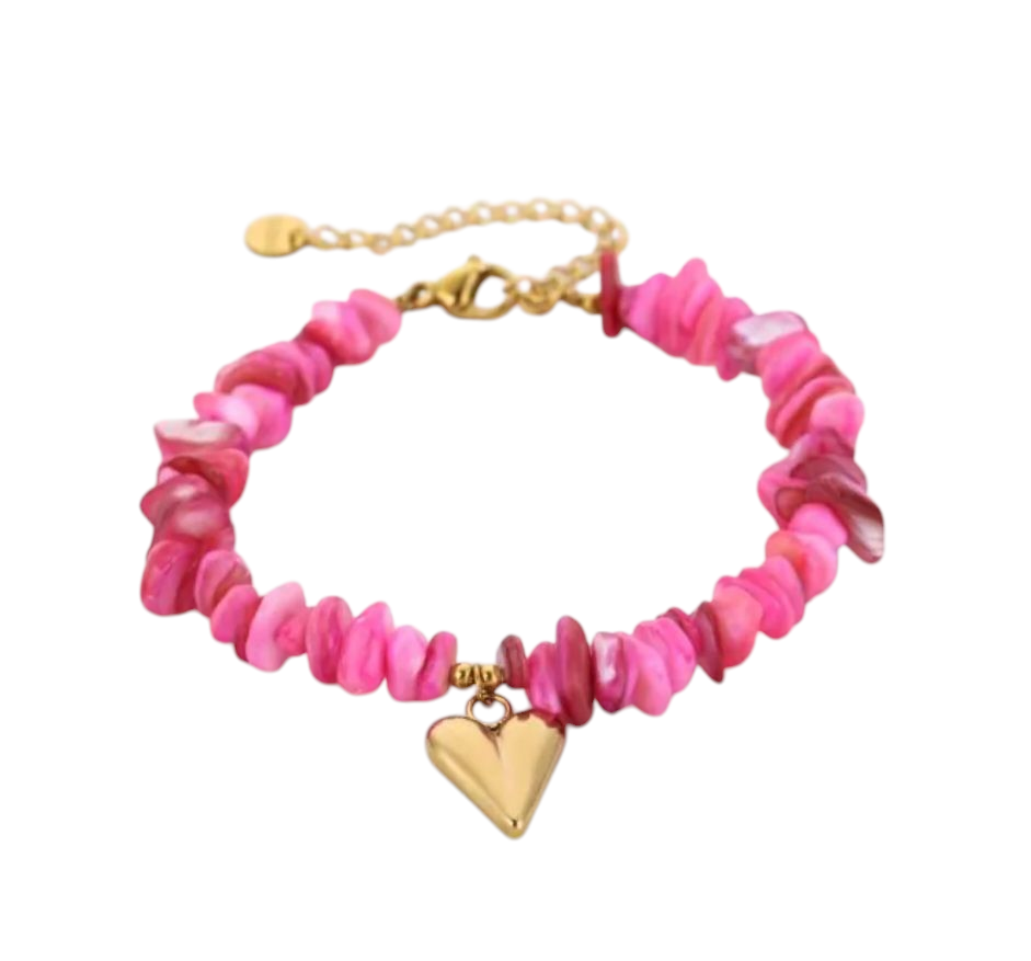 Armband mit rosa Steinen und Herz – Liebevoller Hingucker