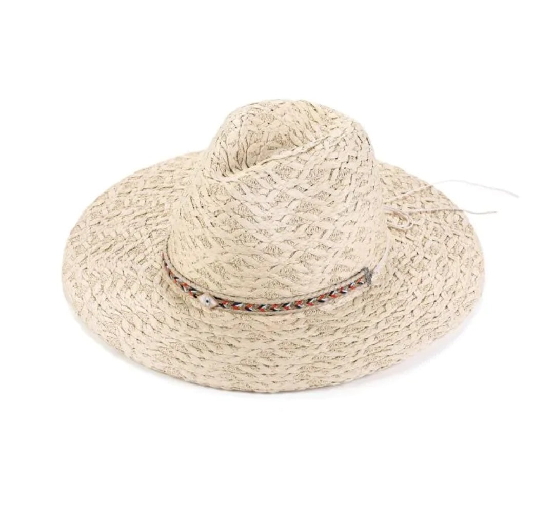 Hoed steentjes beige