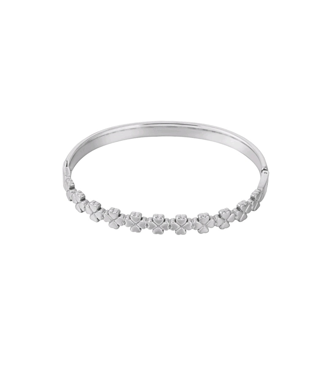 Elegantes silberfarbenes Armband mit vierblättrigem Kleeblatt – Symbol für Glück & Stil