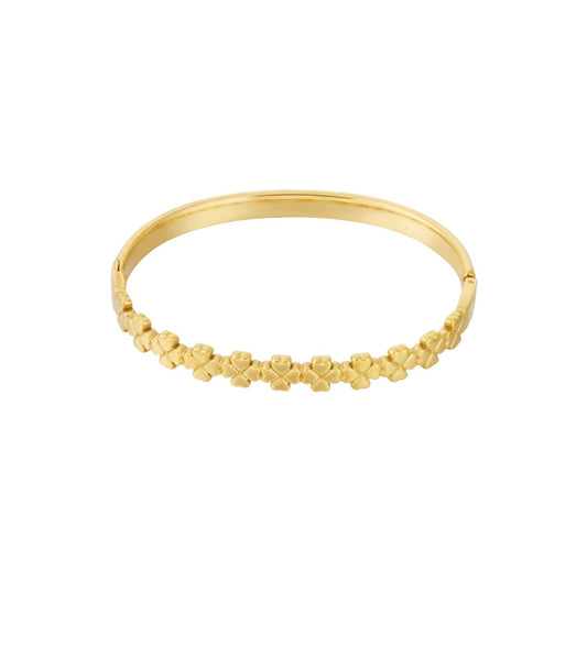 Goldfarbenes Kleeblatt-Armband – Zeitloses Glück im Luxus
