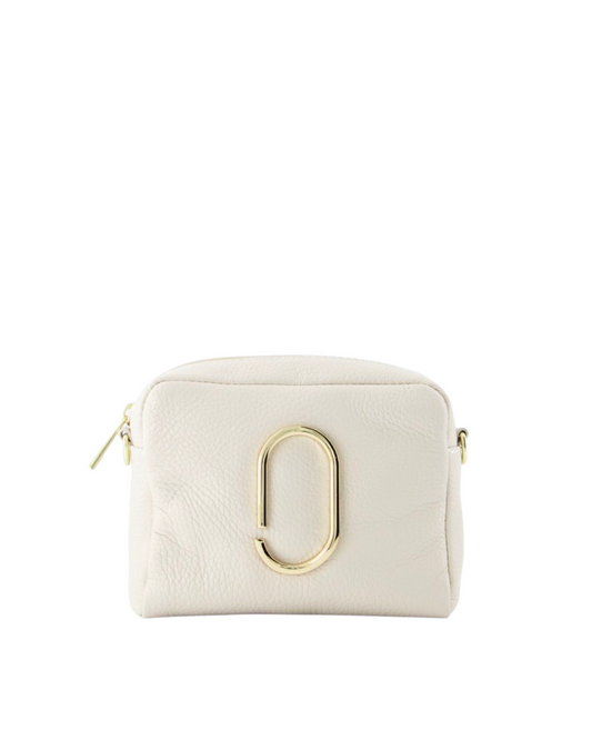 Witte Leren Crossbodytas – Goudkleurig Accent & Luxe Afwerking