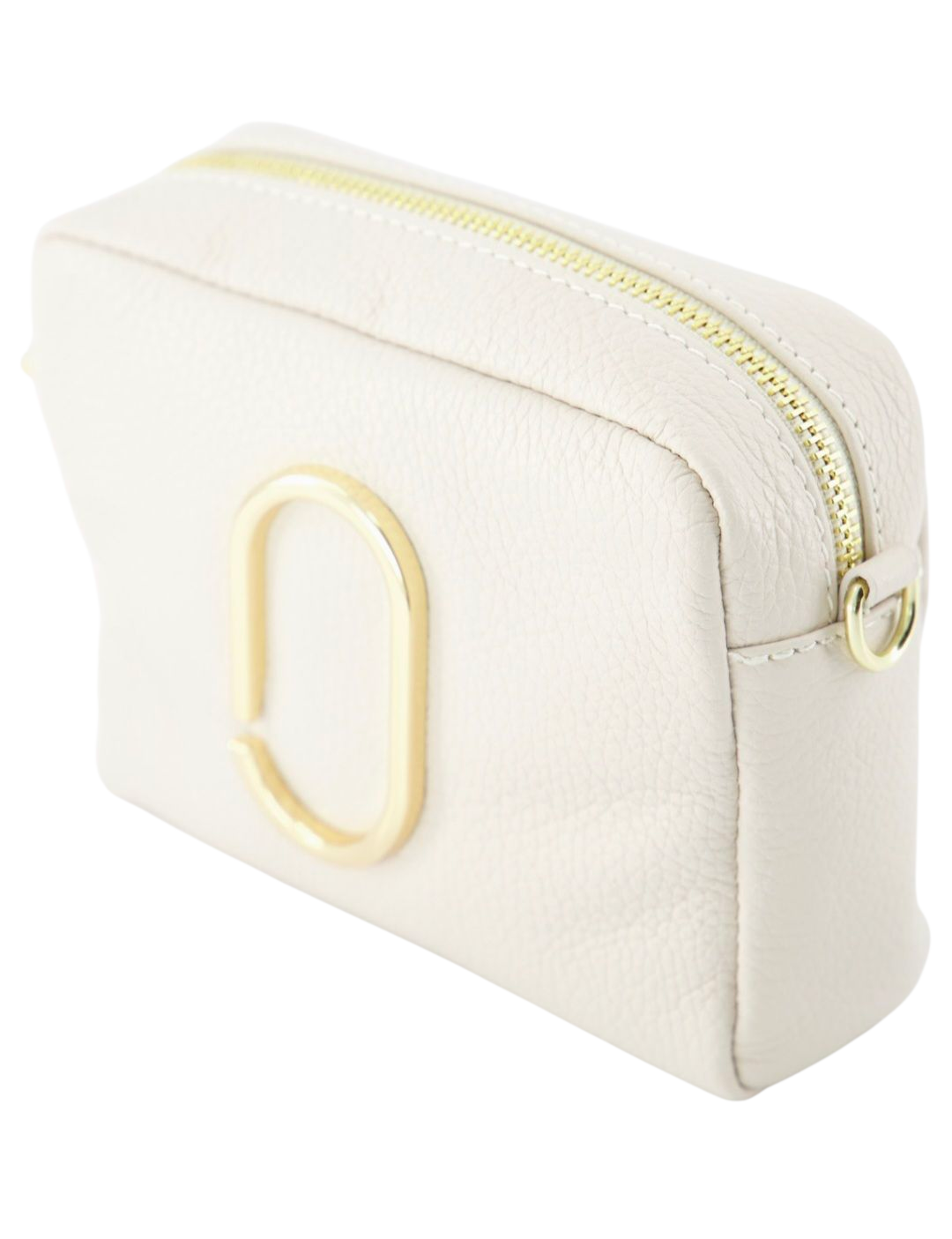 Witte Leren Crossbodytas – Goudkleurig Accent & Luxe Afwerking