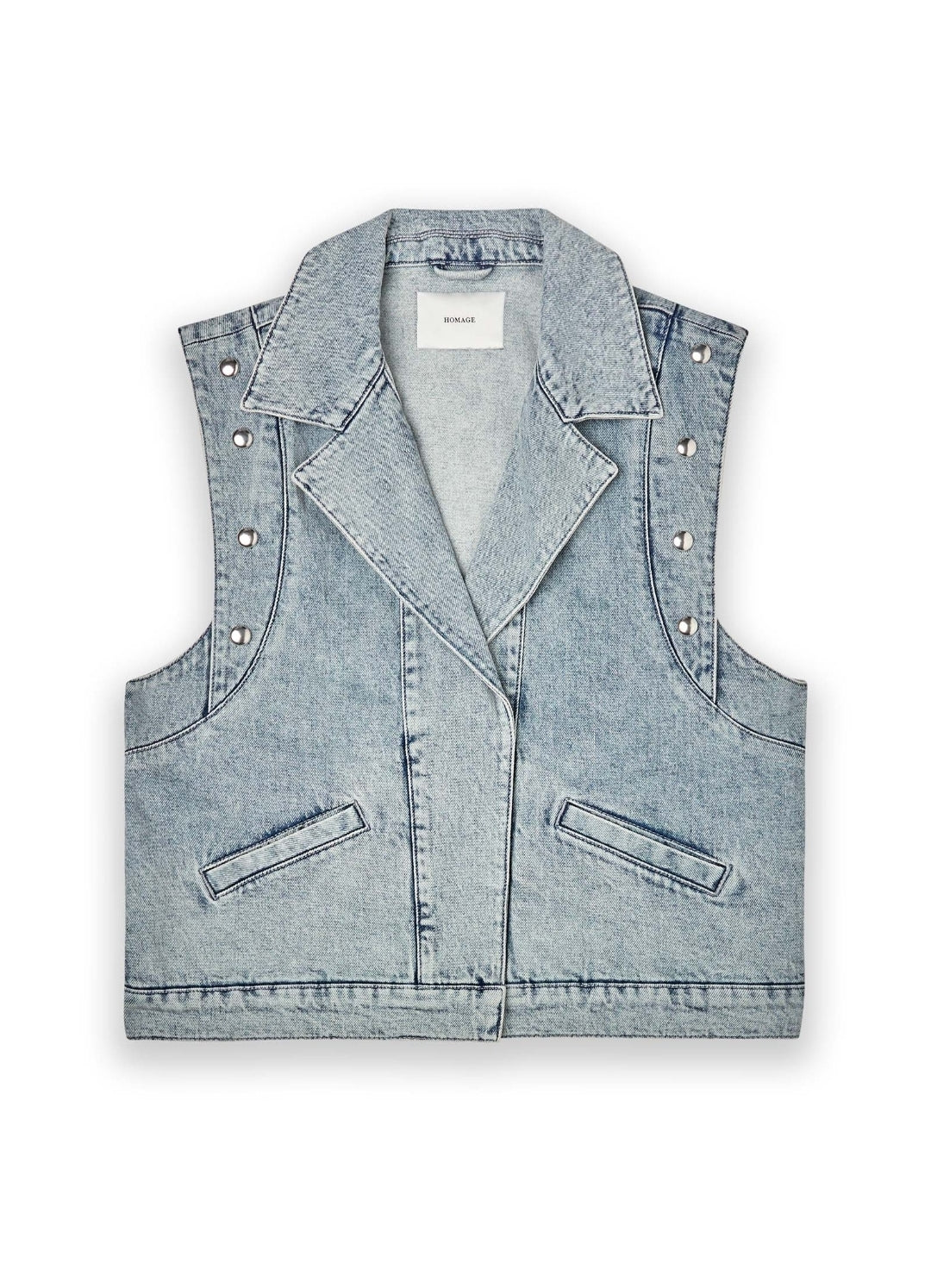 Denim Gilet met Studs – Vintage Wash & Stoere Look