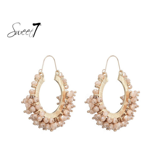 Sweet7 Oorbellen met Roze Kralen – Bohemian Chic
