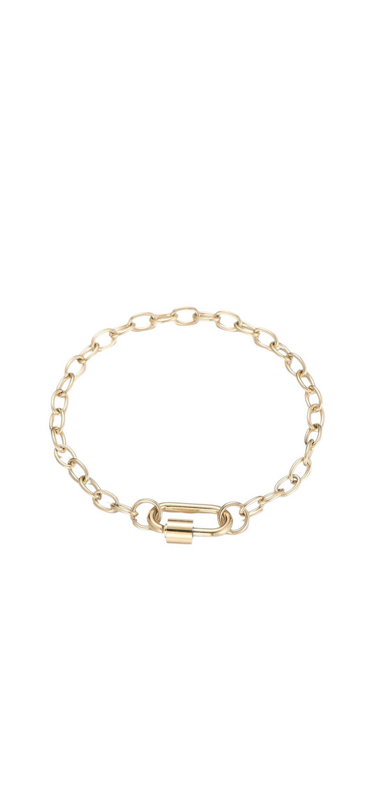 Sweet 7 – Goudkleurige Schakelarmband met Karabijnslot