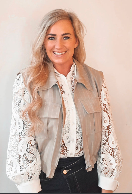 Stoer Gilet met Streepdetail