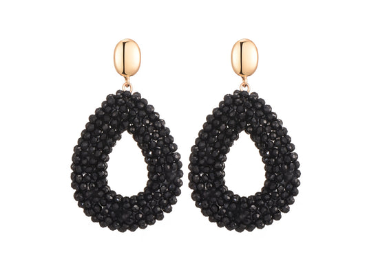 Sweet 7 – Luxe Statement Oorbellen met Zwarte Kralen