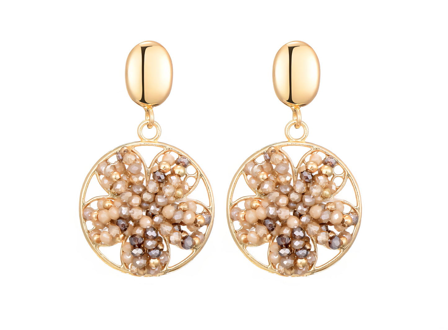 Sweet 7 – Luxe Oorbellen met Bloemdesign en Goudkleurige Accenten