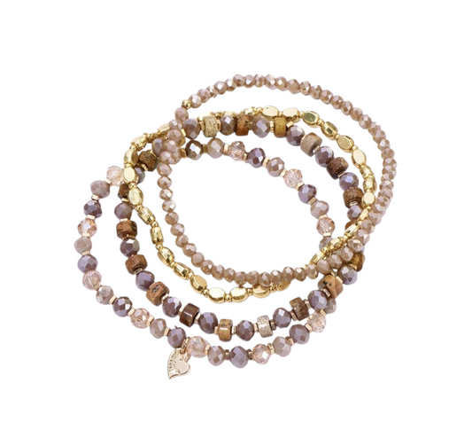 Sweet 7 – Armbandenset in Neutrale Tinten met Goudaccenten