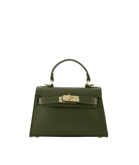 Leren Handtas met Goudkleurig Slot – Groen Chic