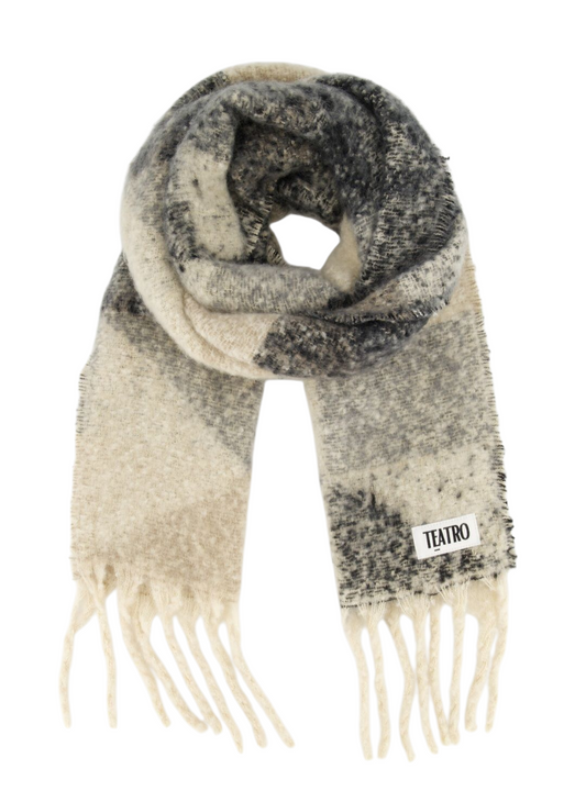 Teatro – Warme Geruite Sjaal in Grijs- en Beigetinten