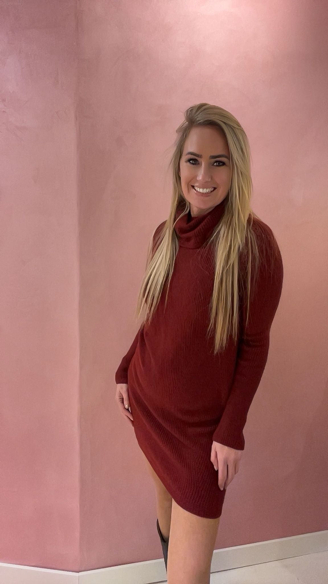 Col Jurk – Warme Elegant in Diep Bordeaux