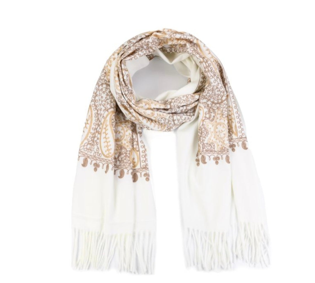 Sjaal – Elegant Golden Paisley