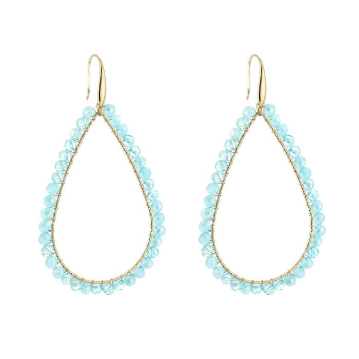 Statement druppeloorbellen met blauwe kralen – elegant, fris en opvallend