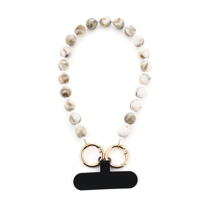 Stijlvol telefoonkoord met kralen en goudkleurige details