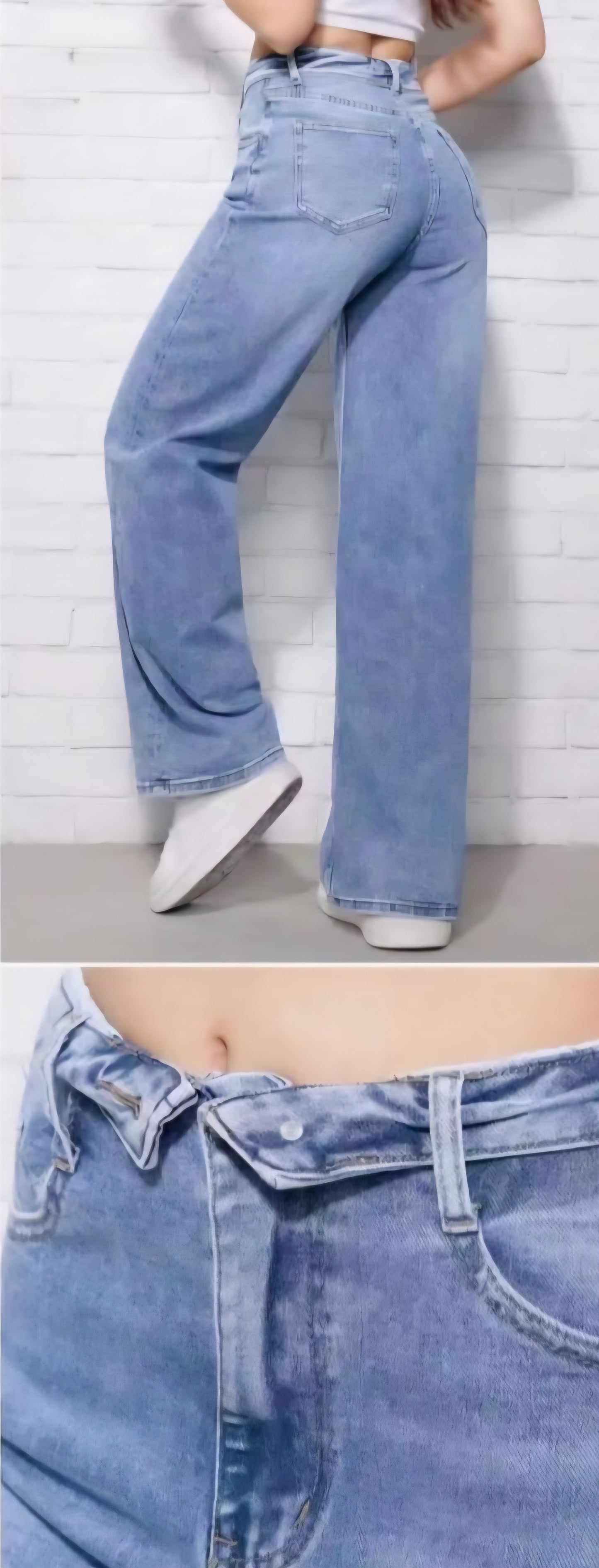 Statement High Waist Jeans met Omslagdetail