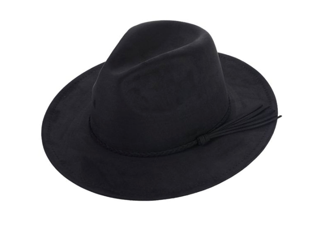 Suède Look Fedora Hoed – Zwart