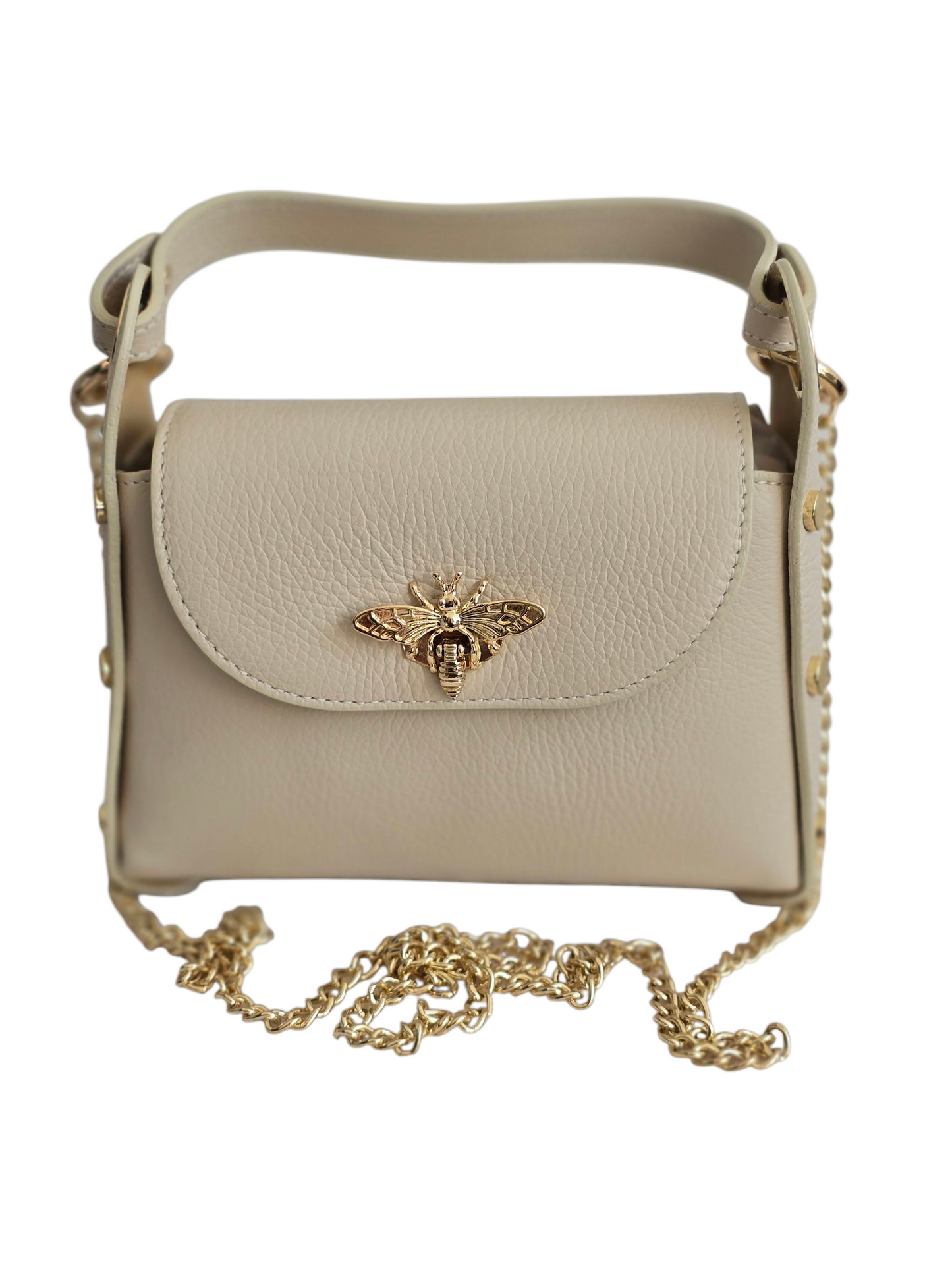 Leder-Umhängetasche gold/beige