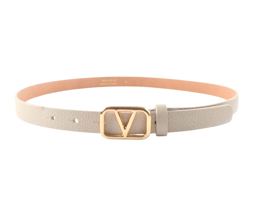 Leather belt beige v