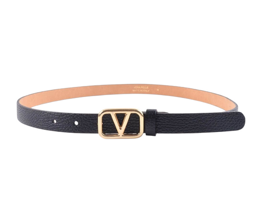 Leather V belt black
