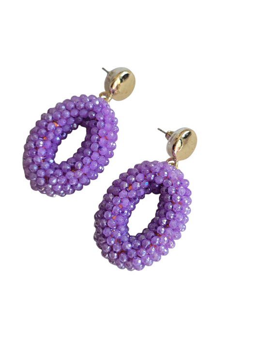 Statement oorbellen paars
