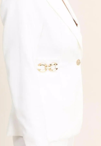 Witte Blazer met Goudkleurige Details – Elegant & Tijdloos
