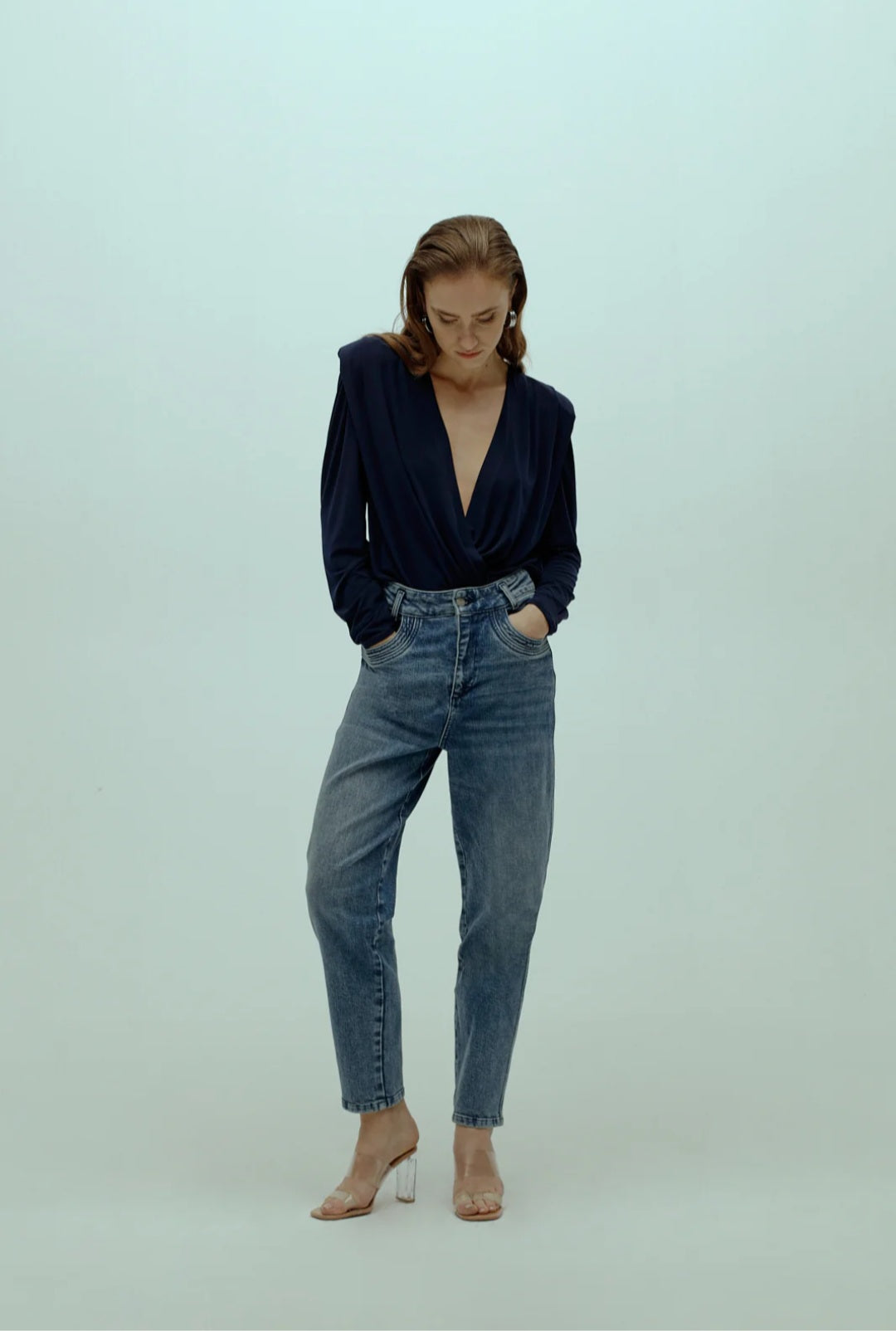 Flowy Cross Over Top With Shoulder Pads
