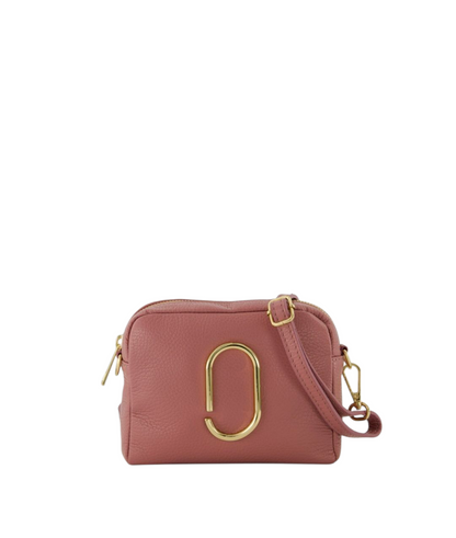 Leren Crossbodytas Oudroze – Elegant & Goudkleurig Detail