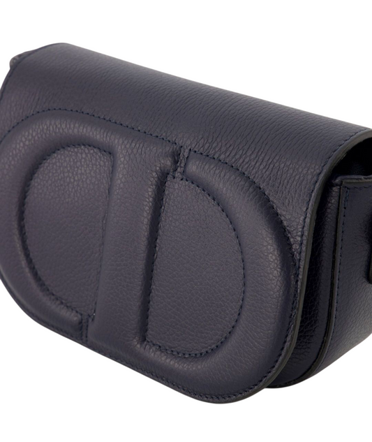 Donkerblauwe Leren Crossbodytas – Stijlvol & Tijdloos met D-Detail