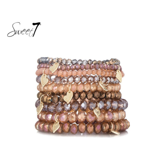 Sweet7 Armbandenset Roségoud & Nude – Glansvolle Lagen van Liefde