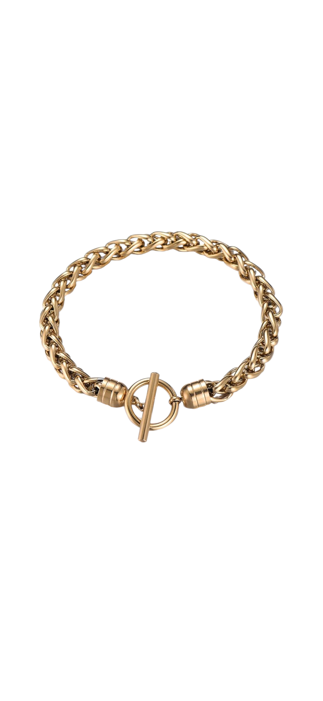 Bold & Timeless – Goudkleurige Schakelarmband met T-Bar Sluiting