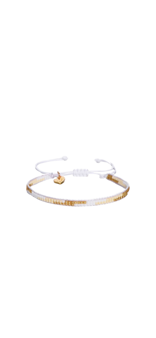 Sweet 7 – White & Gold Beaded Bracelet