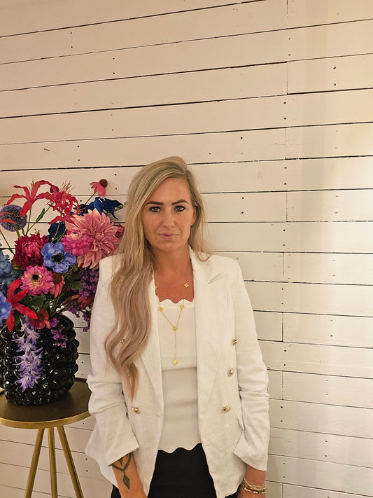 Witte Double-Breasted Blazer – Tijdloze Klasse