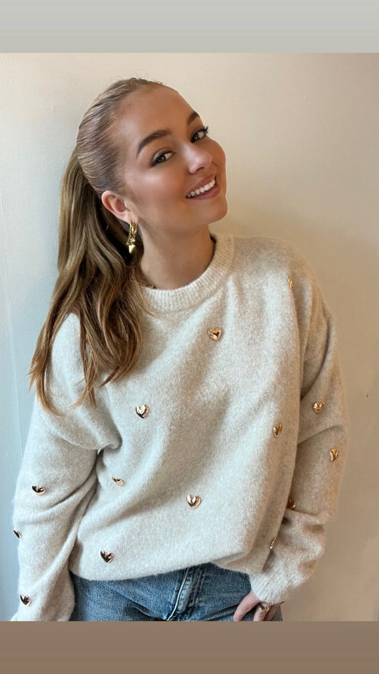 Golden Hearts Sweater – Elegance in Knit
