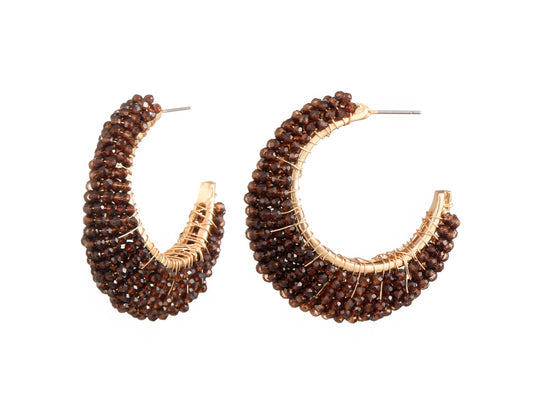 Statement Hoops met Bruine Kralen – Elegant & Uniek