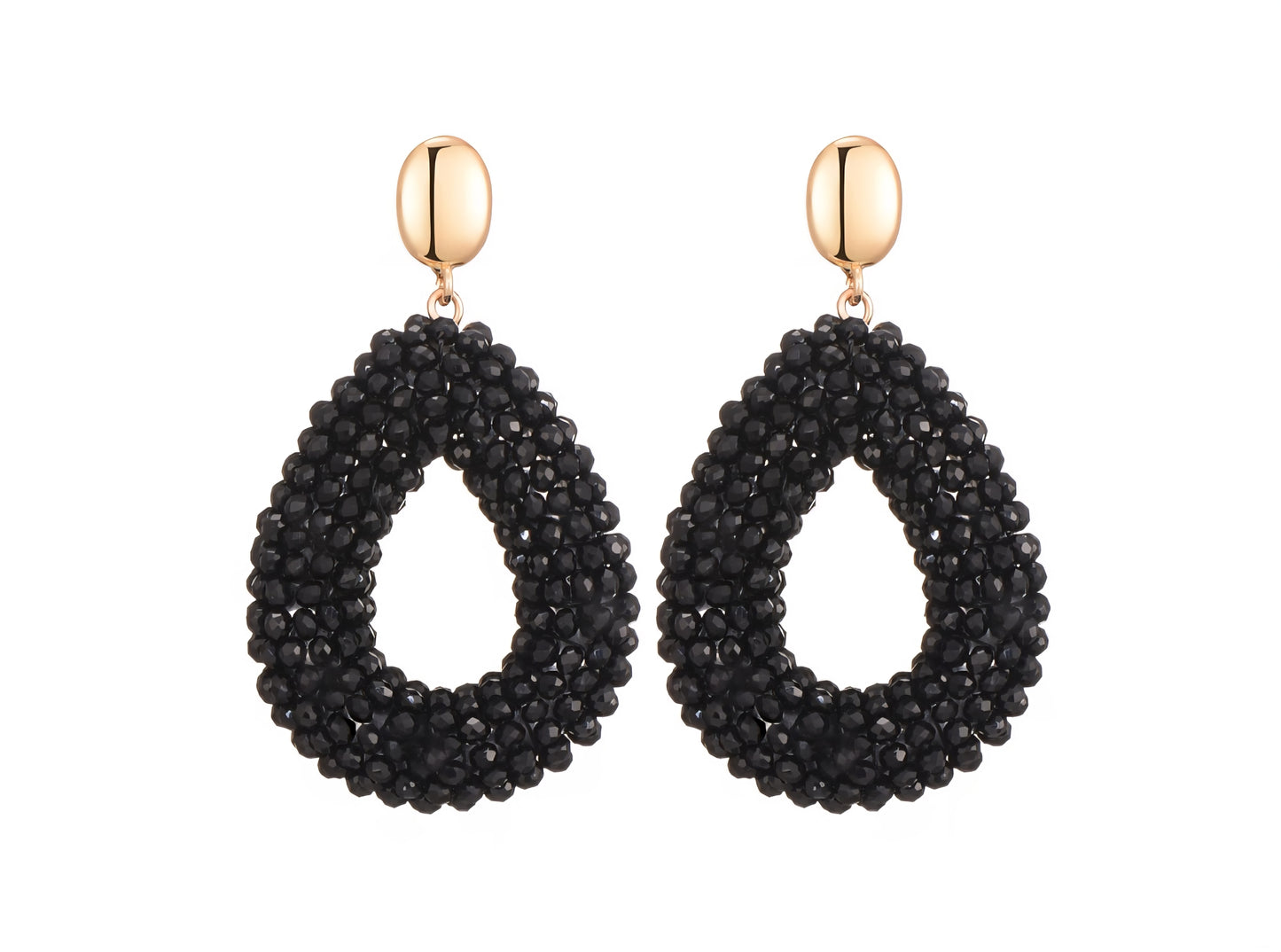 Sweet 7 – Luxe Statement Oorbellen met Zwarte Kralen