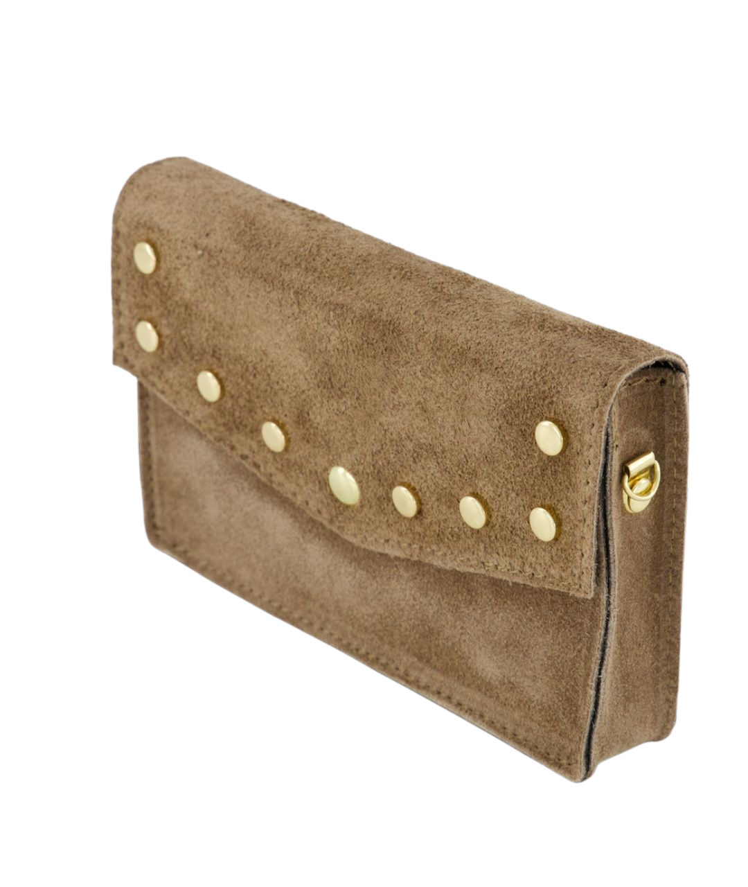 Suède Schoudertas met Gouden Studs – Tijdloos & Chic
