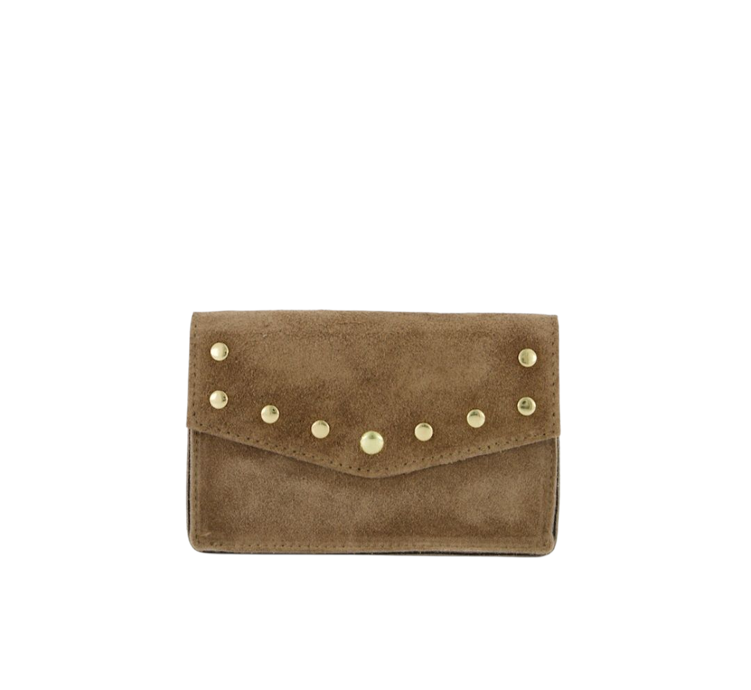 Suède Schoudertas met Gouden Studs – Tijdloos & Chic