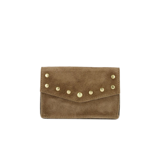 Suède Schoudertas met Gouden Studs – Tijdloos & Chic