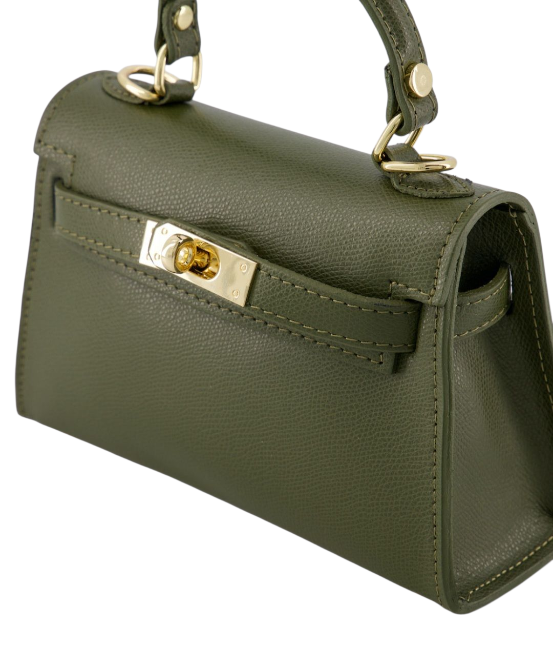 Leren Handtas met Goudkleurig Slot – Groen Chic