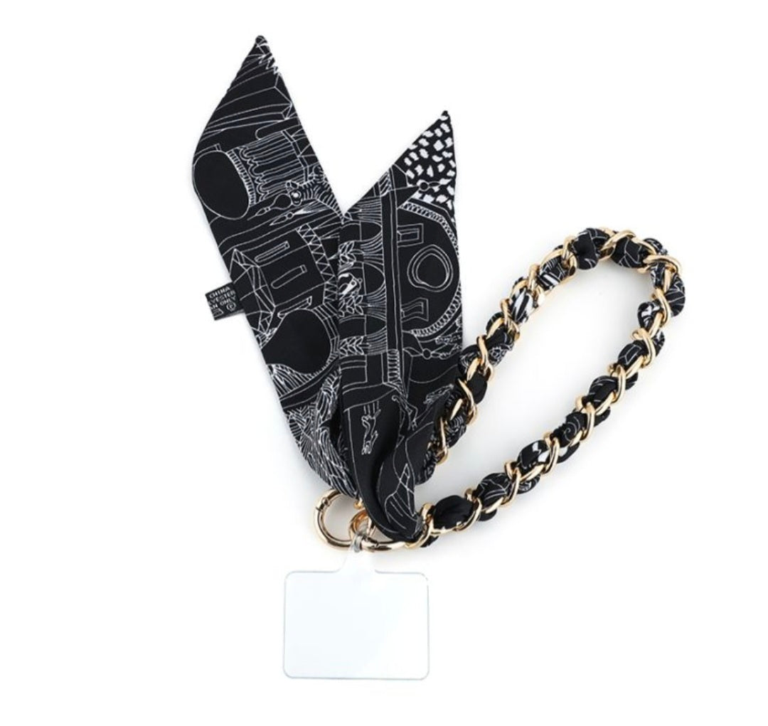 Telefoonkoord – Black Gold Elegance