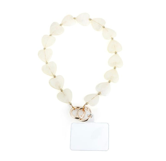 Telefoonkoord – White Heart Charm