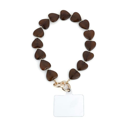 Telefoonkoord – Brown Heart Charm