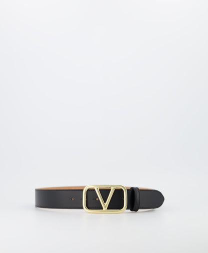 Leren riem met goudkleurige V-gesp – tijdloos & elegant